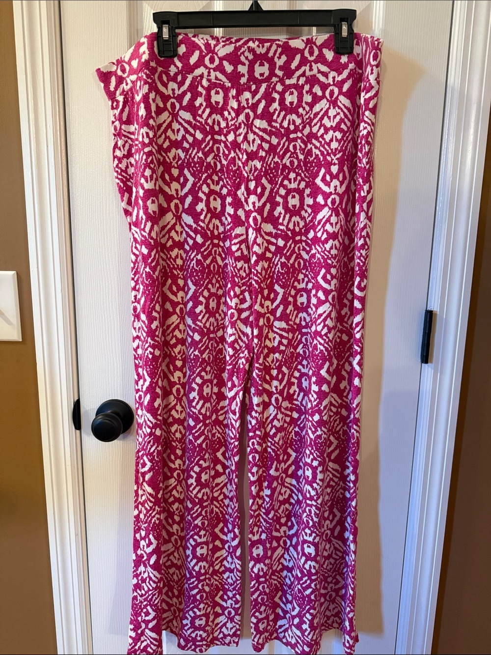 Lauren Ralph Lauren Pink and White Patterned Wide-Leg Pants